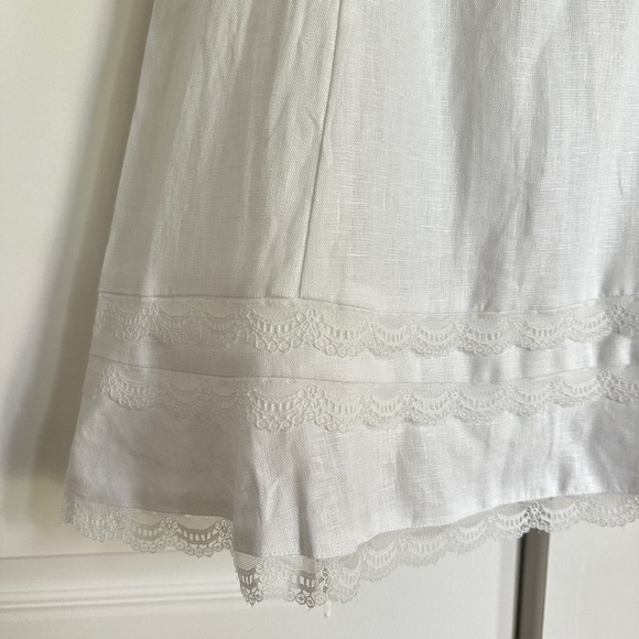 NEW Reformation Arya Mini Linen Dress Lace Detail Adjustable Straps White | sz 2 - Picture 7 of 14